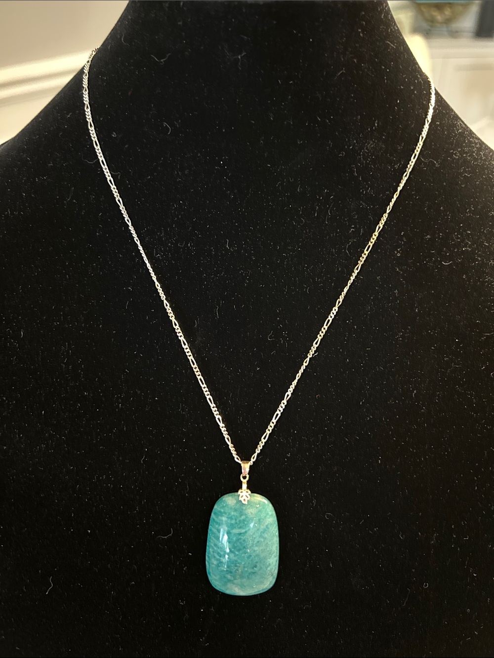 Sterling Silver Necklace with Teal Pendant